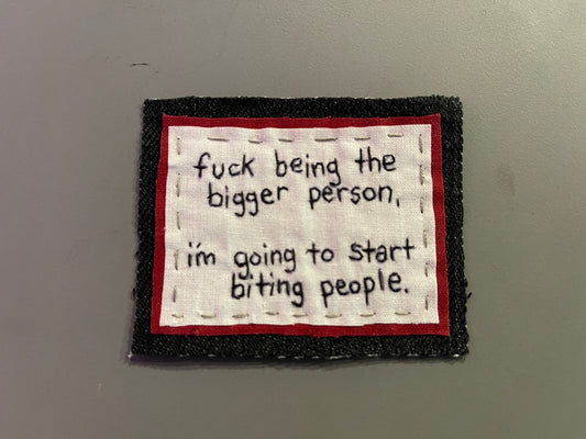 "biting people" patch